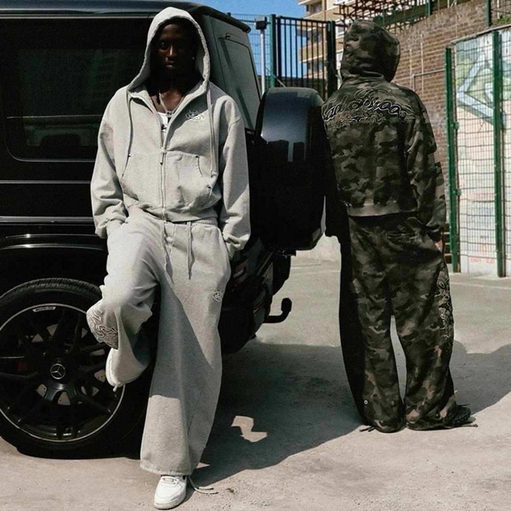 Bad Blood Gray Wide Leg Sweatpant-Korean Street Wear